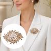 Secure Clasp Brooch Flower Branch Brooch, Retro Leaf Design Lapel Pin with Faux Non-fading Pearls, Electroplating Anti-Oxidation Badge for Coats