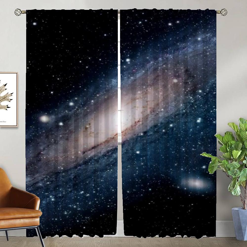 

Современные шторы для гостиной, 2 шт., космическая туманность, занавески для окон, противомоскитные шторы для камеры, тюль для спальни, жалюзи W50xH70cmx2pcs-CL