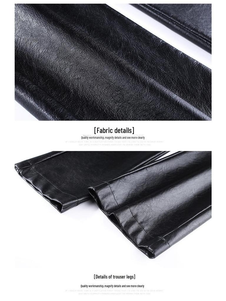 Women's Sheepskin Leather High-Waist Wide-Leg Pants - 2025 Autumn/Winter Collection