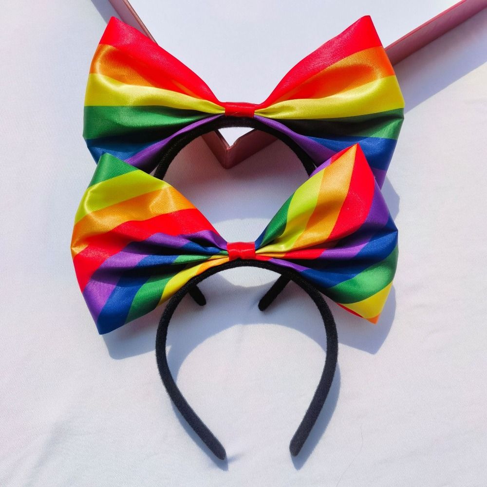 Colorful Rainbow Bow Headband Beautiful Party Head Hoop Rainbow Bowknot Hair Hoop  Party Supplies