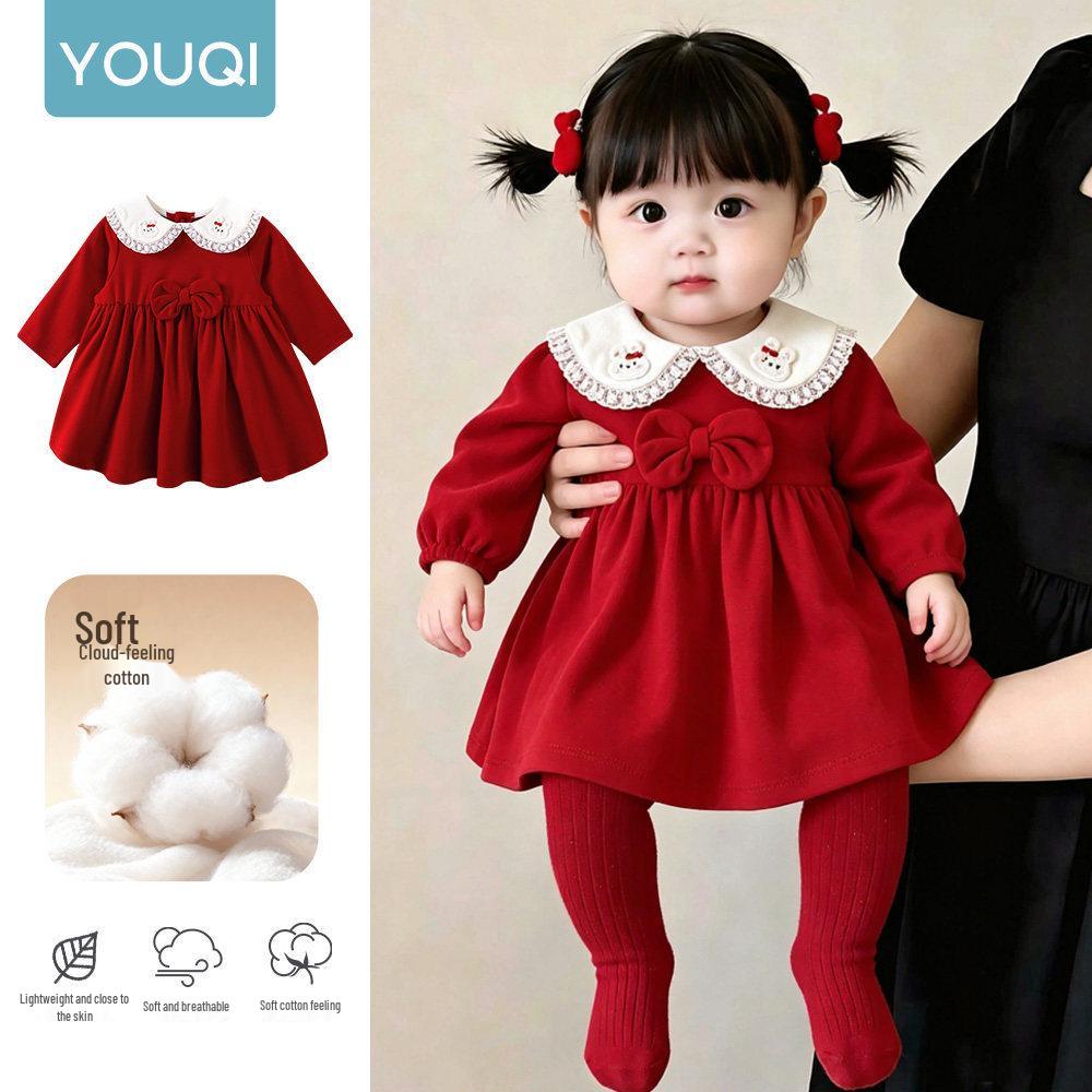 Youqi 2026 New Girls' Spring & Autumn Princess Dress - Fashionable Outerwear Skirt for Children