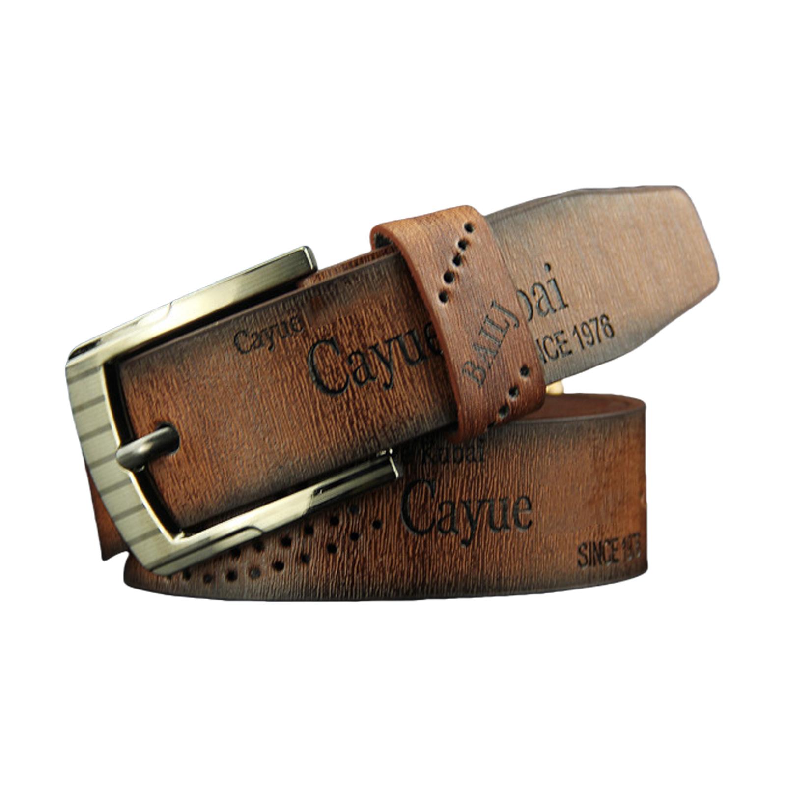 

Мужской классический ремень из ПУ кожи с тисненым буквенным узором, простой ремень на талию с пряжкой-штифтом для деловой и повседневной носки кофейный