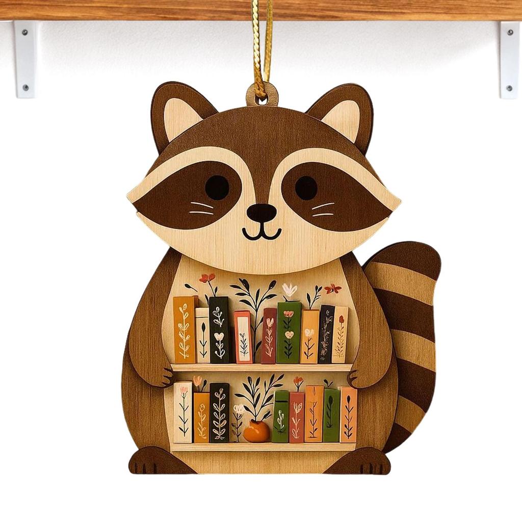 Reading Ornament Cute Wooden Animal Home Decor Animal Book Ornaments For Kids Adults Family Home Birthday Halloween Thanksgiving