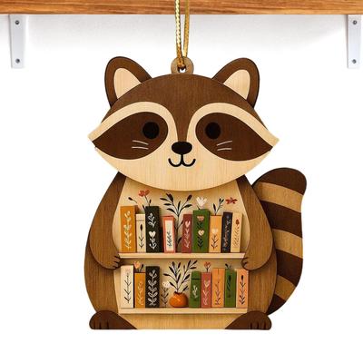 Reading Ornament Cute Wooden Animal Home Decor Animal Book Ornaments For Kids Adults Family Home Birthday Halloween Thanksgiving