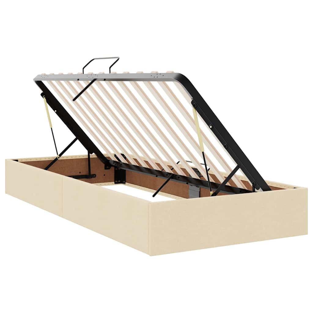 Storage Bed with Mattress Cream 90 X 200 Cm Particleboard