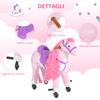 Rocking Horse for Children 2+ Years with 4 Wheels, Realistic Sounds and Footrest, 65x28x75 Cm, Pink