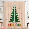 2pcs,2D plane printing Window Curtain Christmas tree_ gift box_ snowflake Durable 100% Polyester Fabric (without rod)
