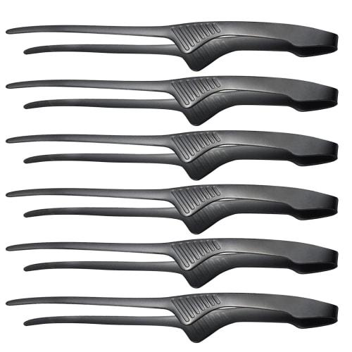 ziyue Stainless Steel Yakiniku Tongs, Freestanding, Camping, BBQ, Non-Slip, Serving Chopsticks, Pasta, Yakiniku Tongs (Set of 6 - B)