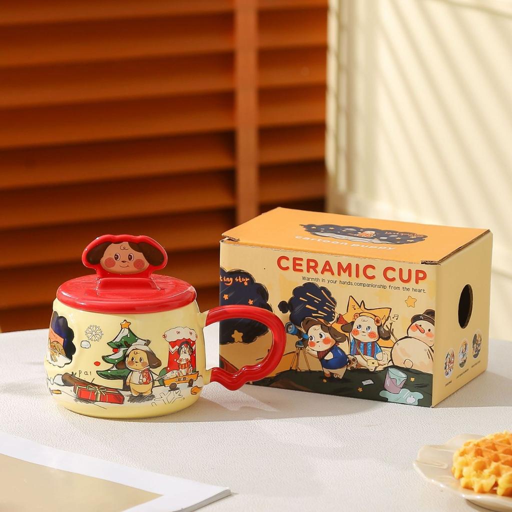 Creative Mobile Phone Holder Mug Hand Painted Cartoon Puppy  Good Looking Girl Water Cup  Office Home Cup