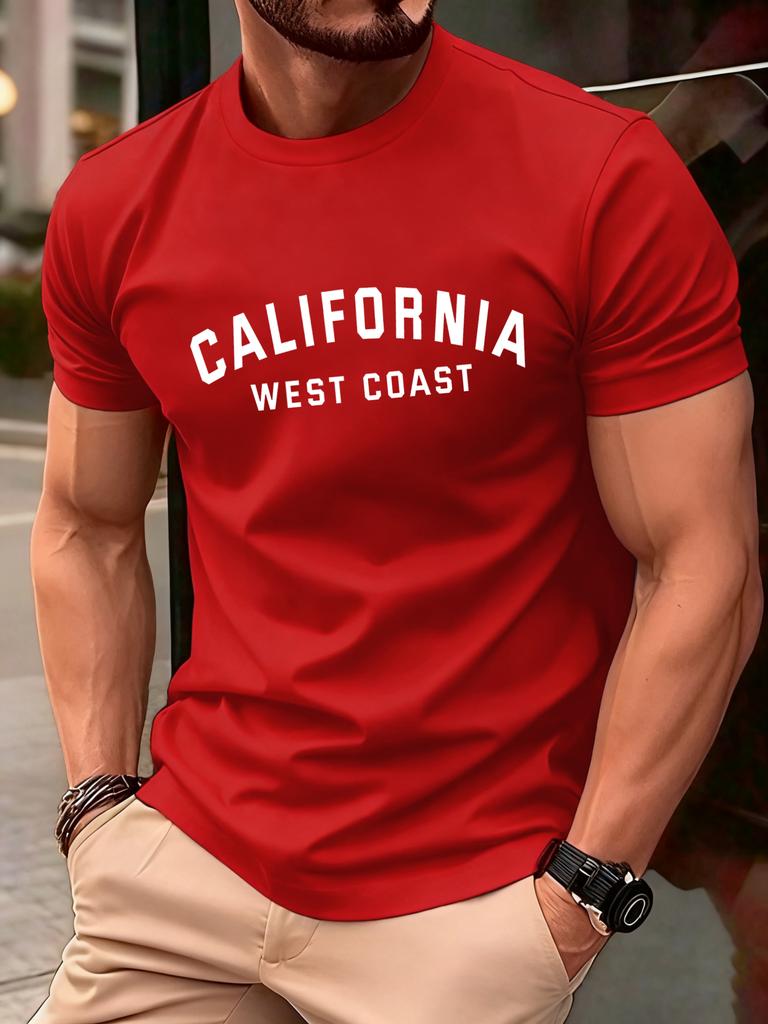 California Weat Coast Print Tee Shirts For Man Cotton ONeck T Shirt Sport AllMatch Top Summer Male New Loose Short Sleeve