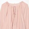 Womens Loose Fit Short Cropped Blouse With Ruched Lantern Sleeves Pure Color Office Chic Top