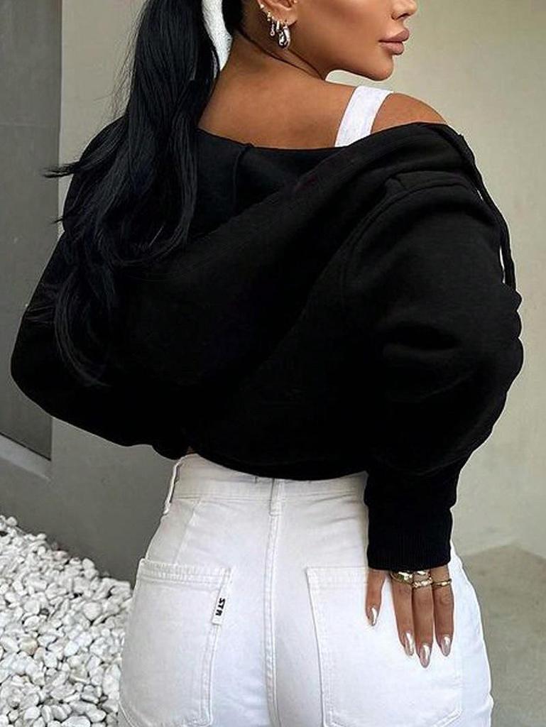 Damen Kapuzen-Cardigan Sweatshirt mit langem Ärmel und Reißverschluss - Lässig und vielseitig