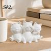 Artistic Cat Statues Three Wise Cats Figurines, 3D Printed Minimalist Statue for Desk Shaped Desktop Decor Decor, Ancient Wisdom Ornament Home Office,