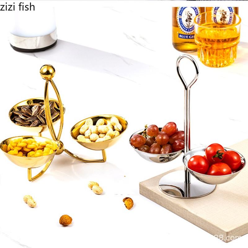 Stainless Steel Snack Platter 3-layer Fruit Plate Snack Bowl Dessert Plate Candy Bowl Pastry Plates Dried Fruit Platter Dish