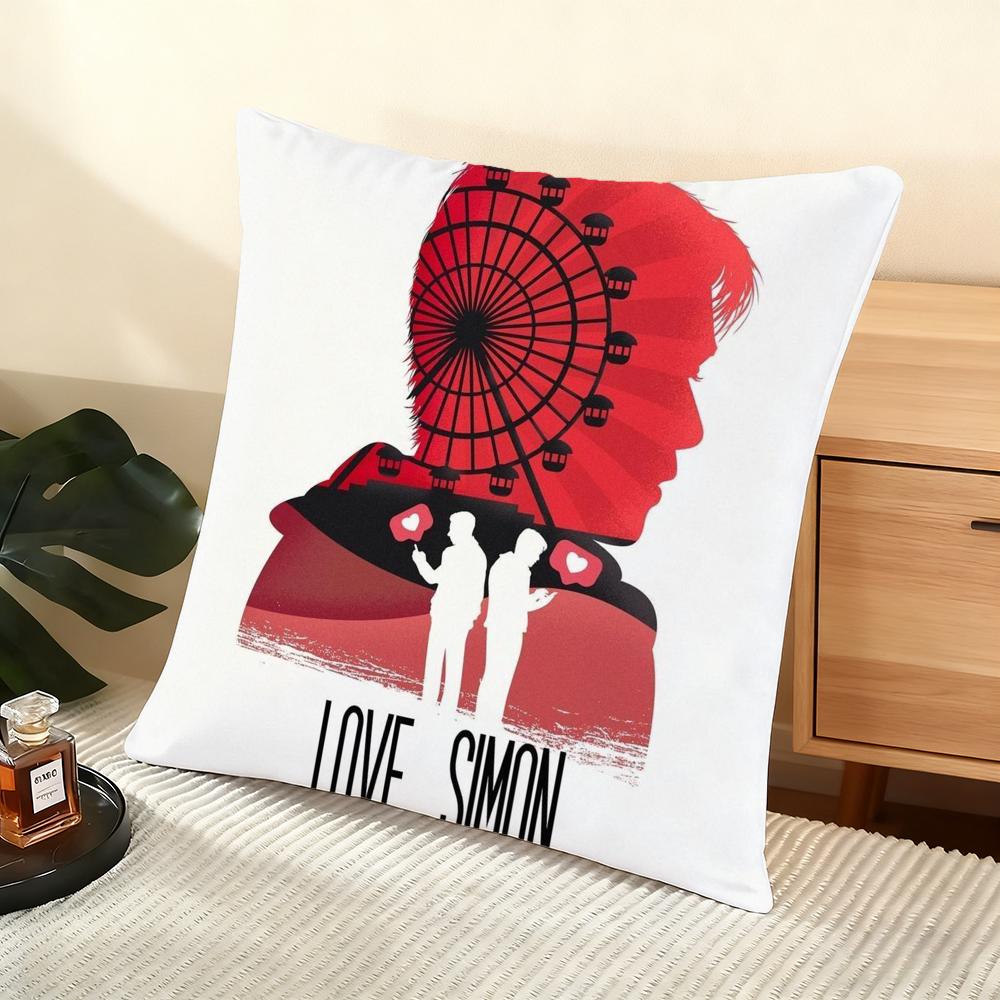 Love Simon Gay Movie Cushion Cover Silky Short Plush Home Sofa Cushion Cover - Invisible Zipper Home Decoration
