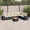 VidaXL Garden Lounge Set 8 Pcs with Cushions Black Braided Resin 3225475