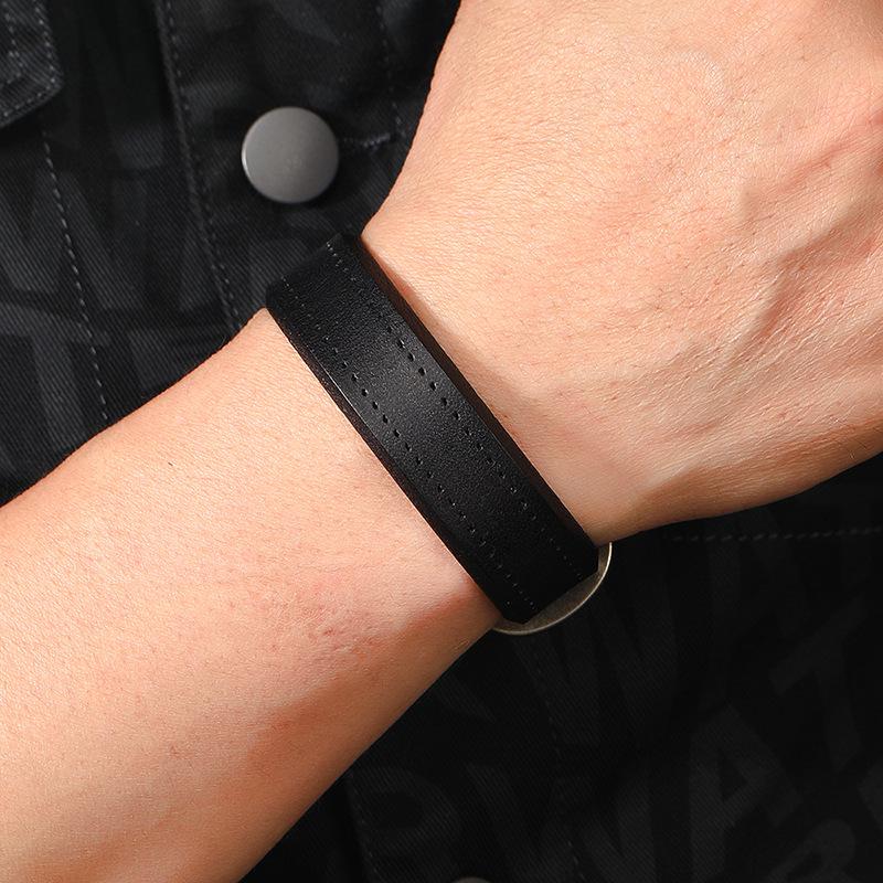 Men's Punk Rock Leather Bracelet - Smooth Retro Cowhide Design