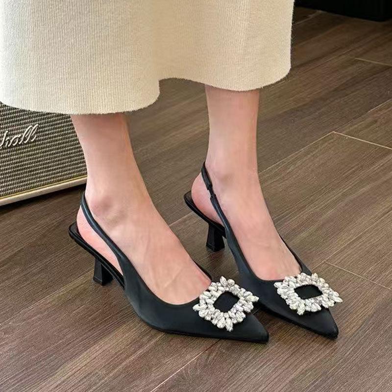 

Белые французские туфли-лодочки с острым носком женские туфли для свадьбы со стразами темпераментные туфли с сумкой на мыске туфли на высоком каблуке для подружки невесты женские босоножки-стилетто 41 чёрный