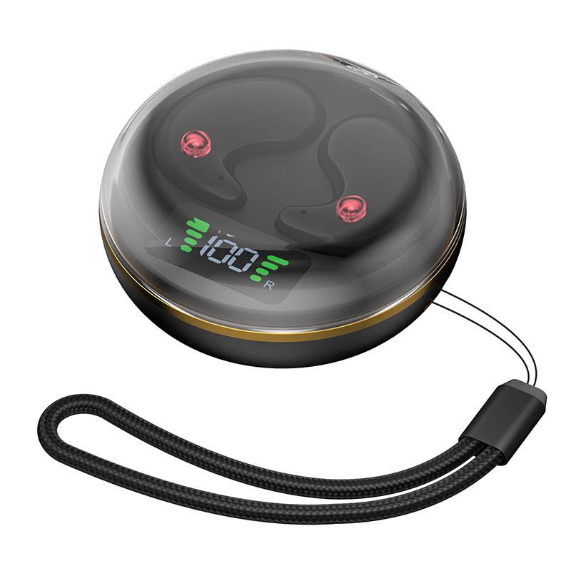BY8 Bluetooth Sleep Earbuds - Non-In-Ear, Double Ear, Mini Invisible Design with Charging Case & Digital Display - Casual Stereo Sound.