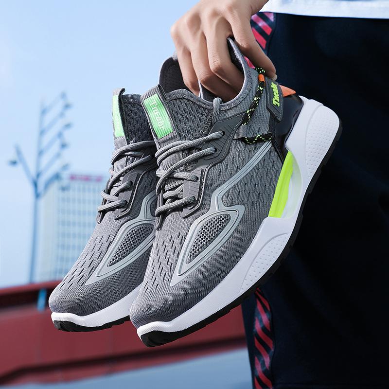 

High-quality foreign trade summer men s low-top breathable mesh light running shoes thick-soled shock absorption comfortable training casual s 44 серый