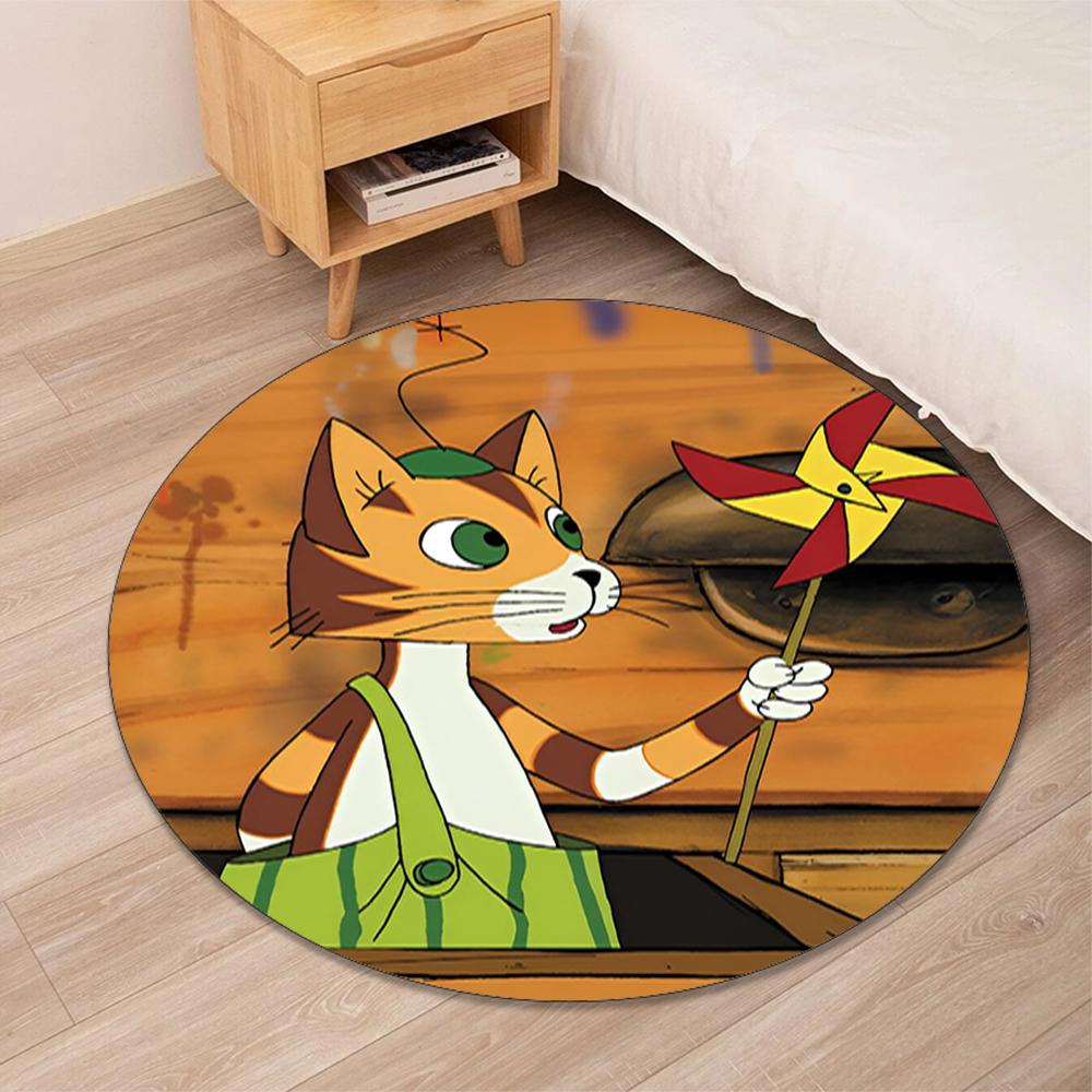 Pettson and Findus Printed Round Rug Carpet Chair Rug Area Rug Entryway Doormats,for Office Chair Living Room Bedroom Kitchen Room.