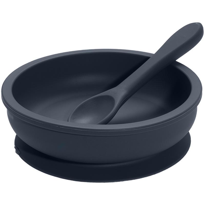 Food Grade Kids Dining Tableware Feeding Set Baby Training Sucker Bowl Soft Silicone Spoon Fork Set For Toddler Dishes