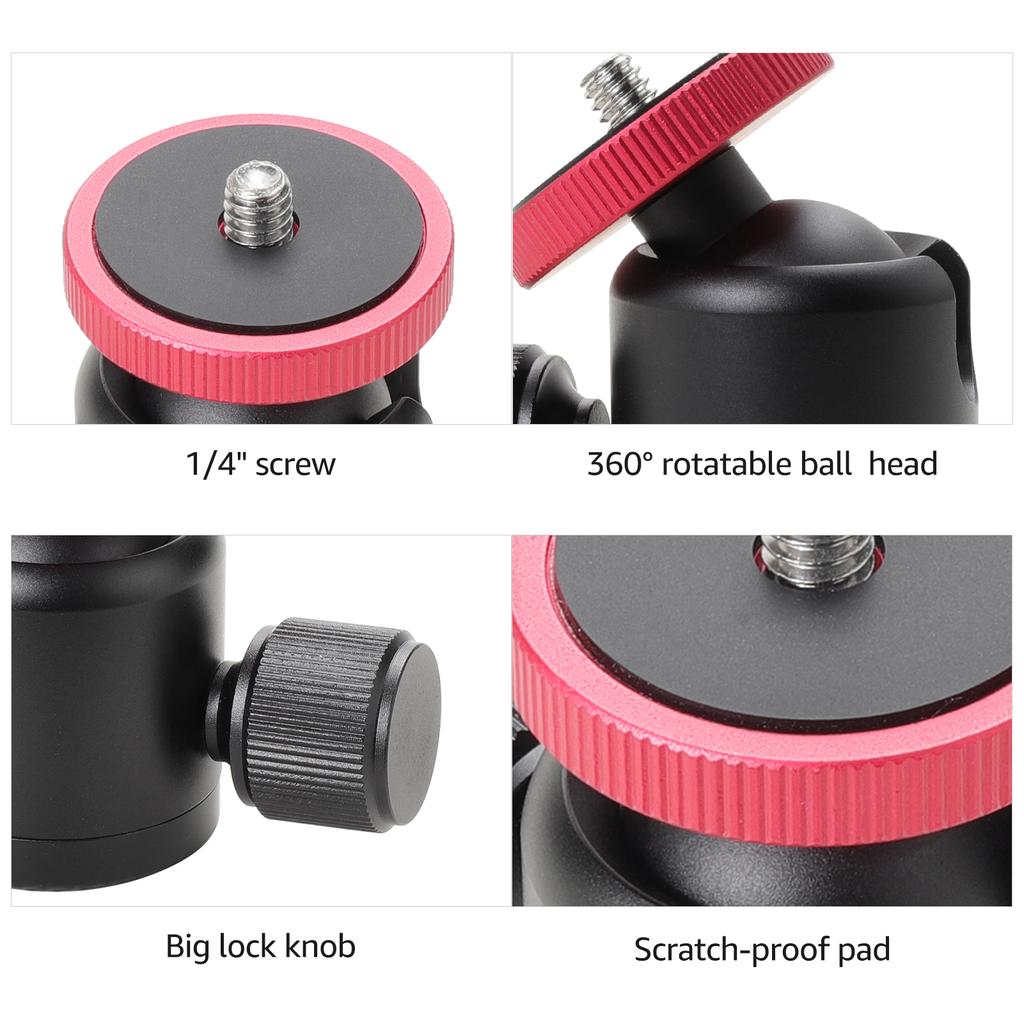 Aluminum Alloy Mini Ball Head Rotatable Ball Head Photography Accessory Replacement with 3 8 Inch Screw Hole 1 4 Inch