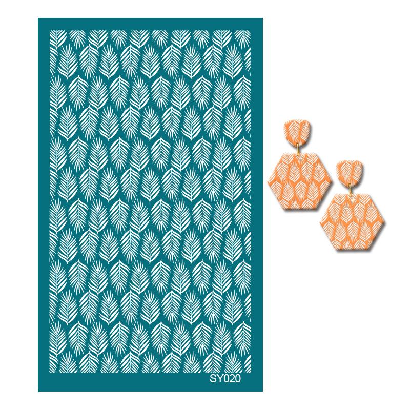 23 Styles Self-Adhesive Silk Screen Stencils for Polymer Clay Palm Leaves Reusable Mesh Transfer Printing Earring Jewelry Making