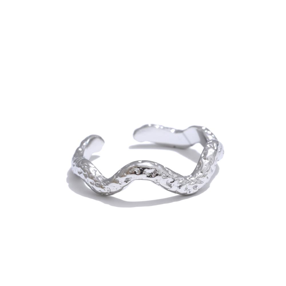 Yhpup Distinctive Stainless Steel Irregular Hammer Metal Geometric Adjustable Ring Wholesale Accessories Attractive Jewelry 7