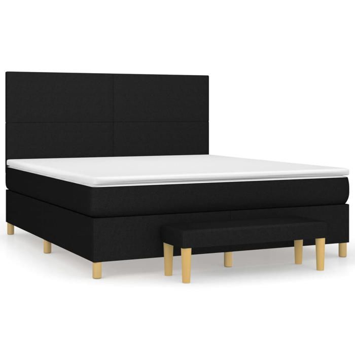 Maison Exclusive - Sommier à lattes de lit avec matelas Noir 180x200 cm Tissu