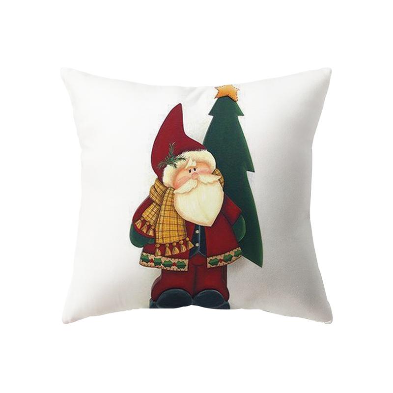 Cute Santa Claus Merry Christmas Print Pattern Cushion Cover Home Living Room Sofa Decoration Polyester Pillow Pillow Cover