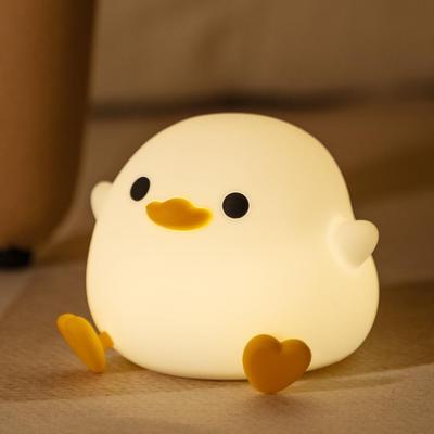 Cartoon Duck Night Light Usb Rechargeable Bedroom Bedside Night Lamp Gift Birthday Dimmable Soft Led Decoration