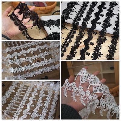 Tissu Rétro Ondulé en Polyester et Dentelle pour Broderie DIY et Garniture de Vêtements