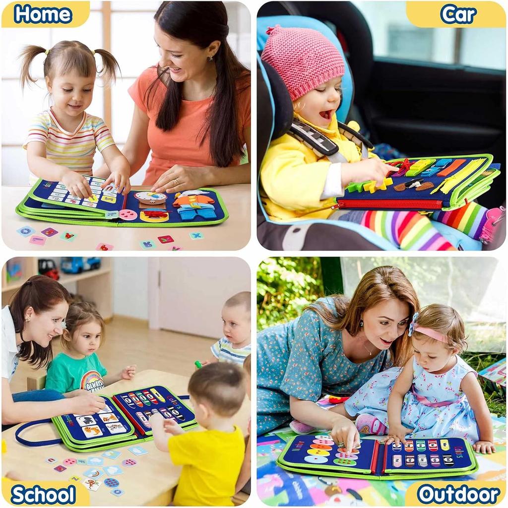 Placă Senzorială Busy Board Montessori Jucării de Învățare Pentru Copii Mici Jucărie Senzorială Pliabilă Placă de Activități pentru Copii Mici-Educațional Învață
