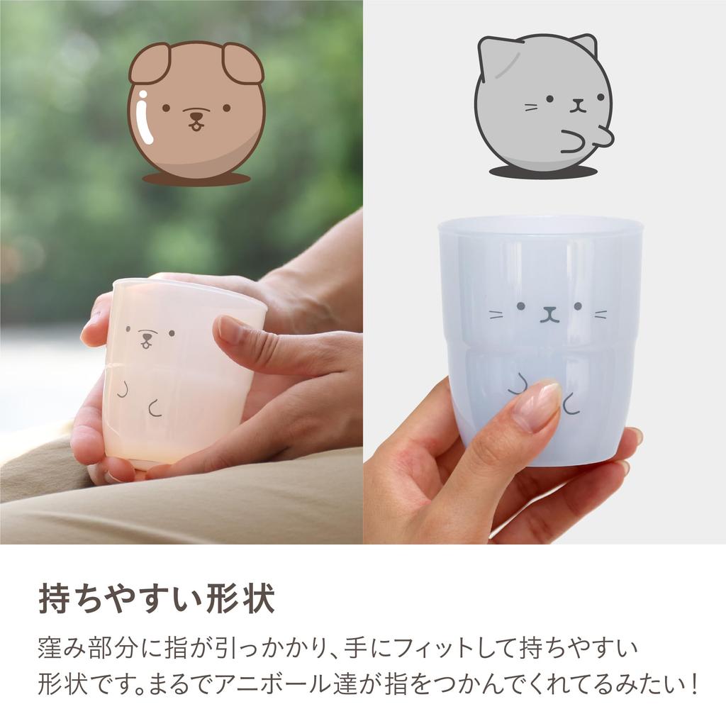 CB Japan Glass Set Polar and Resin Animal ANIBALL Set, 220ml, 3-Piece [Dog, Bear, Cat], Stackable, Shatter-Resistant Tumblers,