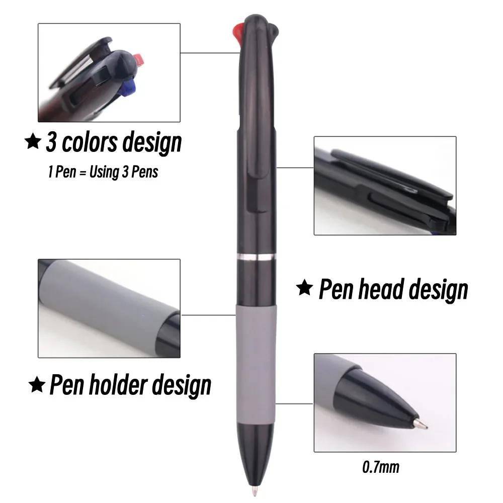 10Pcs/set 3 in 1 Red/Black/Blue Ink Color 0.7mm Student Ballpoint Pens Ball Point Stationery School Supplies Office Accessories
