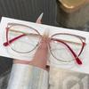 New Exquisite Metal Glasses for Women Anti Blue Light Glasses Fashion Cat Eye Computer Goggles Eyewear