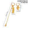 Punk Personality Gold Color CCB Beaded Heart-shaped Metal Chain Tassel Pendant Asymmetric Hoop Earrings for Women Trendy Jewelry