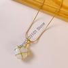 X6HE 2 Pcs Birth Stone Heart Necklace Girls Diamond Castle Necklace for Teen Girls