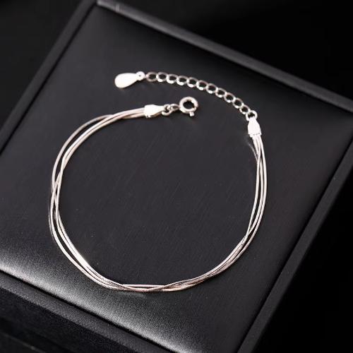 Luxury 925 Silver Double Layer Chain knotted Bracelet for Woman Minimalist Geometric Collage Bracelet Women's Jewelry