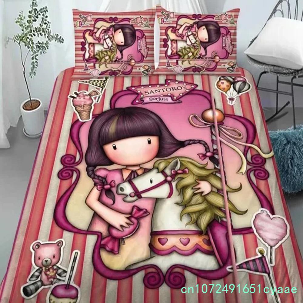 Santoro Gorjuss Anime Bella Ragazza Set Biancheria da Letto Camera da Letto Morbido Moderno Copriletto Copripiumino CopertaFedera