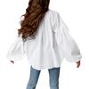 1116 Frühlingstemperament äußeres weißes Oberteil Design lockerer Pullover Träger reiner Baumwolle langärmeliges Hemd mittel und lang