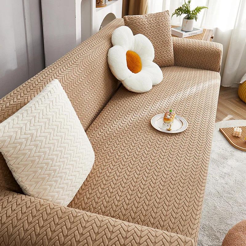 Stretch Jacquard Velvet Sofa Cover All-inclusive Universal Cover Universal Dustproof Anti-cat Scratch Sofa Cover