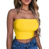 Women Sexy Solid Color Strapless Cropped Mini Bustier Slim Elastic Tube Top