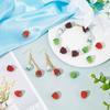 5 Stück handgefertigte Glas-Himbeerperlen in leuchtendem Rot mit grünen Blattakzenten für DIY-Halsketten, Armbänder, Schmuckherstellung Zubehör