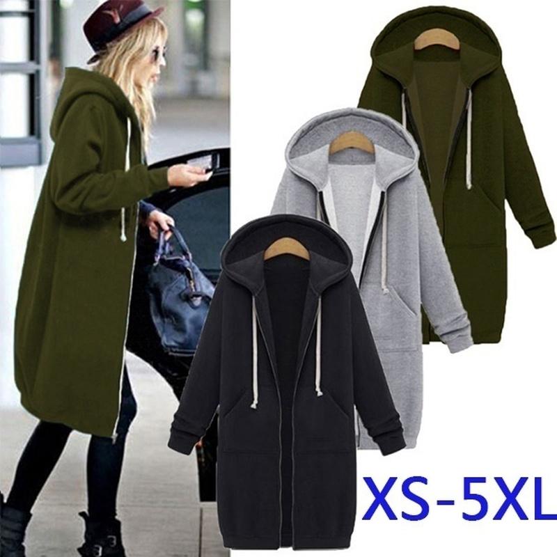 Herbst Winter Damen Casual Zip Up Hoodies Reißverschlusstasche Übergröße Sweatshirt Sport Oberbekleidung Hoodies Langärmelig Locker Kapuzenjacken