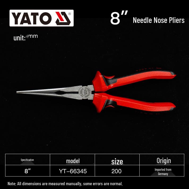 YATO Industrial Needle Nose & Diagonal Cutting Pliers Combo with Wire Strippers
