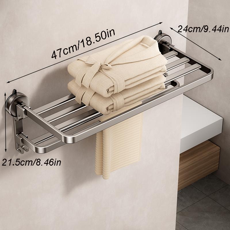 

Полка для полотенец в ванную без сверления, держатель для полотенец на присосках, неперфорированная полка с крючками-органайзерами, плавающая настенная полка для хранения