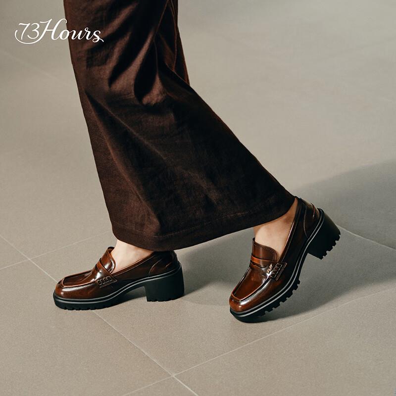 73Hours Women's Square Heel Round Toe Loafers
