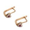 Pure Purple Gold Inlaid Peach Heart Red Stone Earrings Women'S Niche Rose Gold Plated Earrings